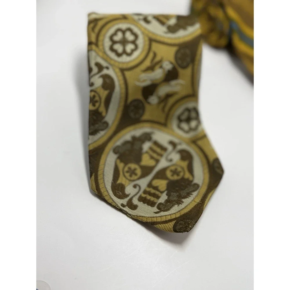 Vintage Superba 1970s Dacron Polyester Striped Tie Burnt Orange Brown Geometric